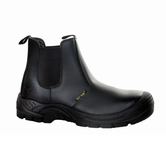 Zapatos de seguridad con punta de acero resistentes al deslizamiento y al aceite con parte superior de cuero de color negro